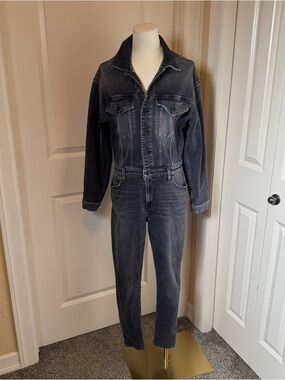 Hudson Sean Womens Denim Jumpsuit Medium Black Wash Utility Boiler Suit